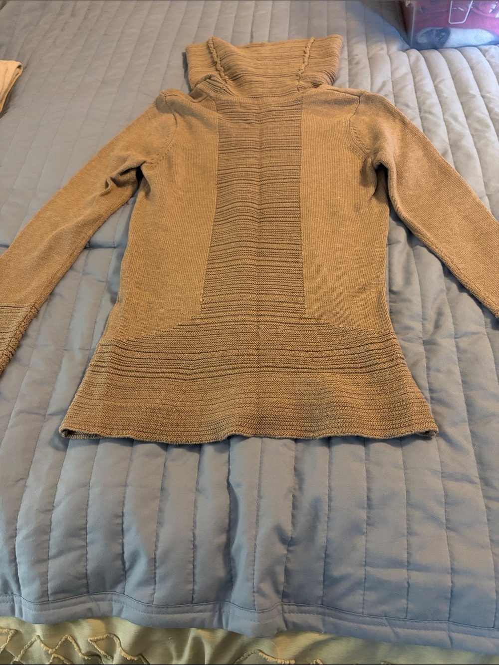 Calvin Klein Camel Ribbed Cowl Neck Sweater